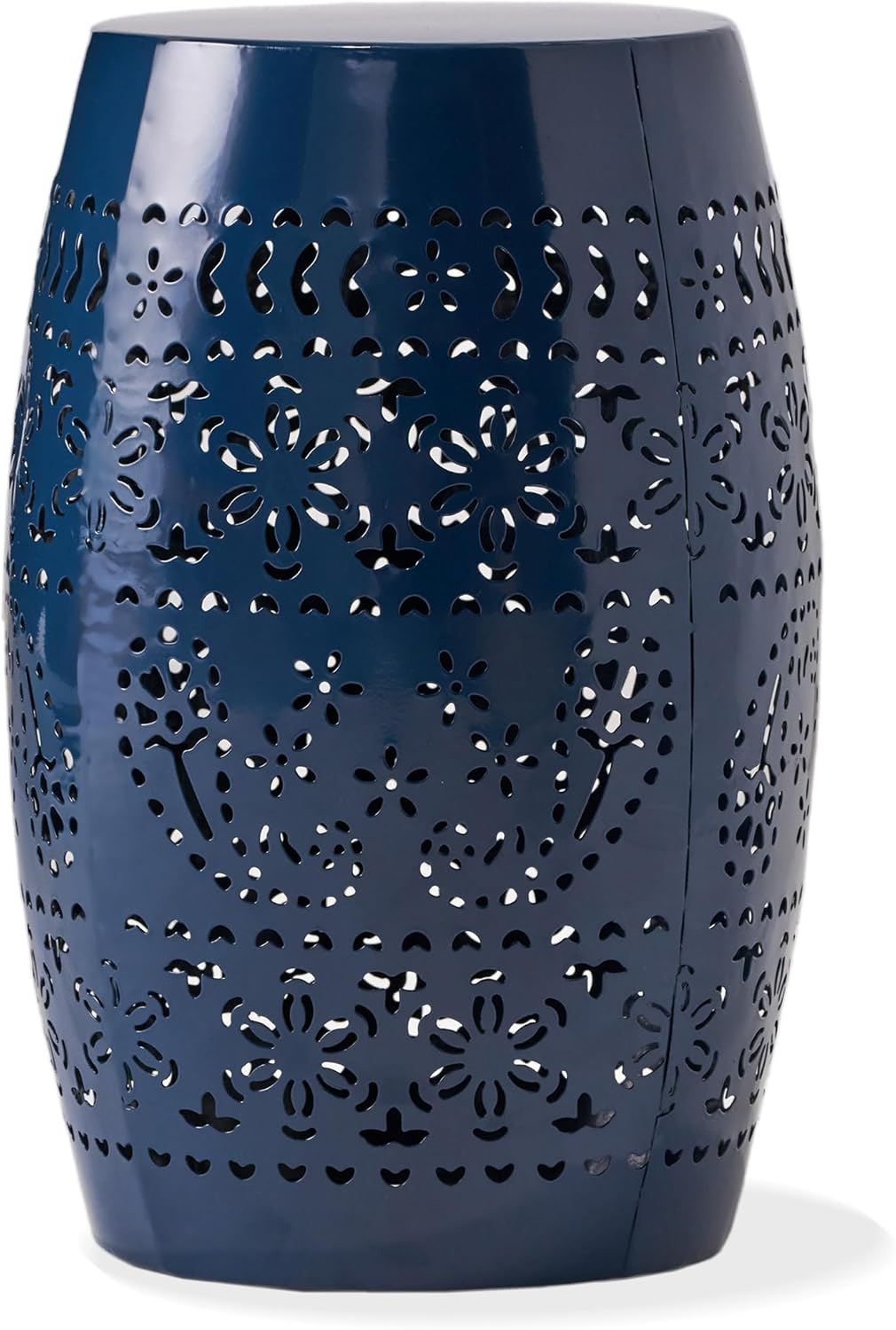 GDF Studio 301565 Riley Outdoor 12” Dark Blue Iron Deck Side Table